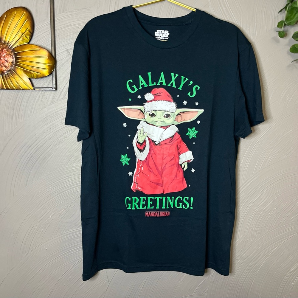 Star Wars Mandalorian Festive‎ Dark Blue Black T-Shirt